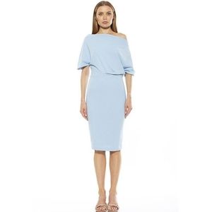 Alexia Admor Olivia Draped One-shoulder Dress In Sky Blue